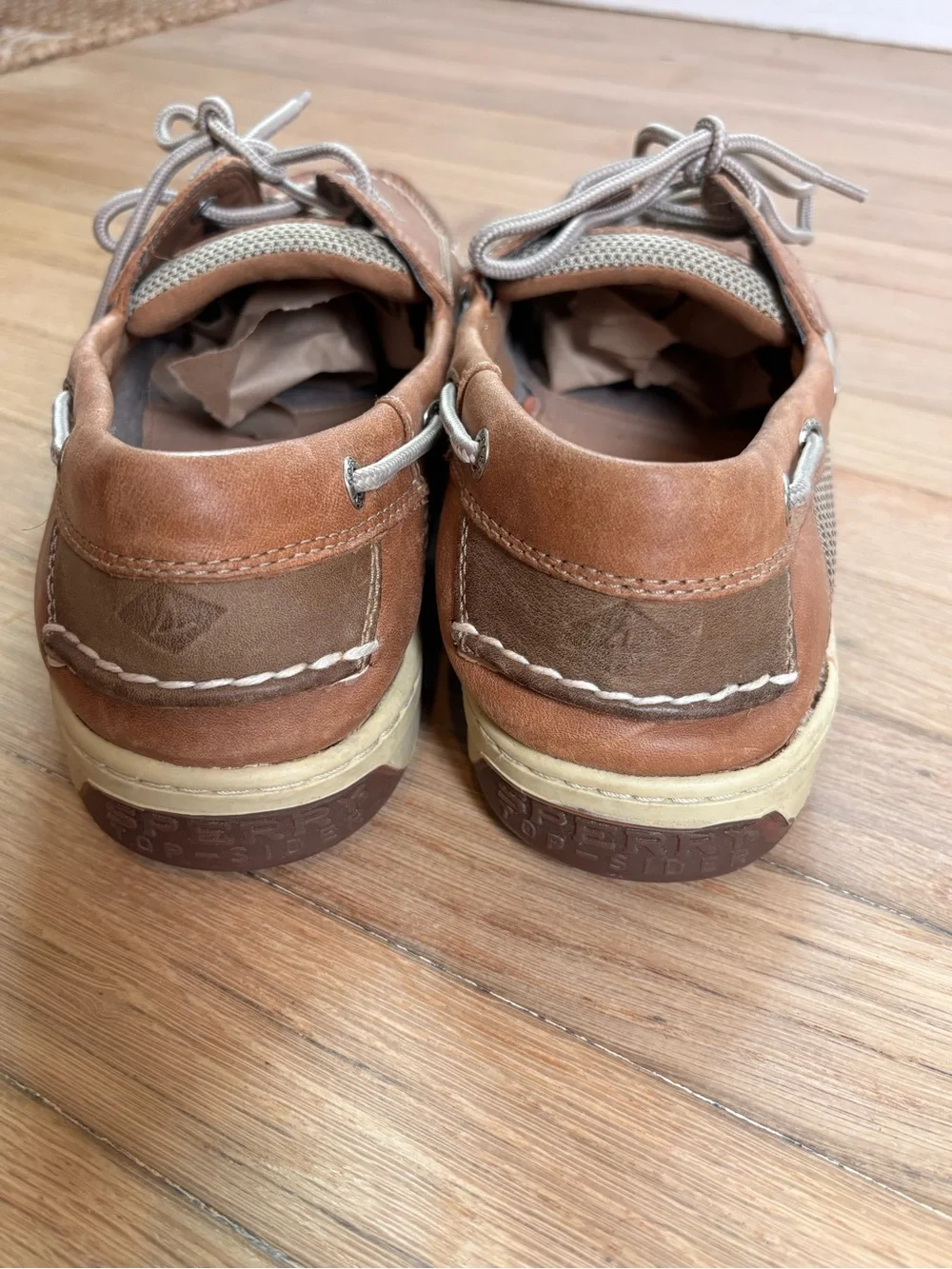 Sperry Top-Sider Men’s Leather Boat Shoes Brown Tan Lace UpShoes 11.5 Extra Wide